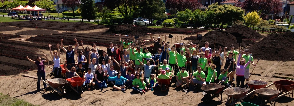 group of young farmers cheering